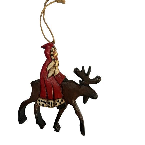 Lori Miller Collection Whispering Pines Folk Art Santa Clause On Moose - Picture 3 of 8